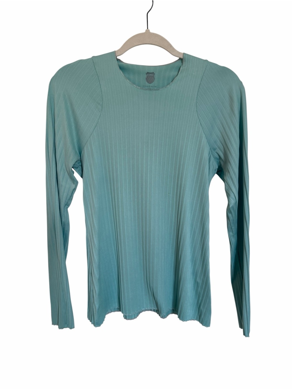 K-Swiss Seafoam Teal Ribbed Long Sleeve Crewneck Top